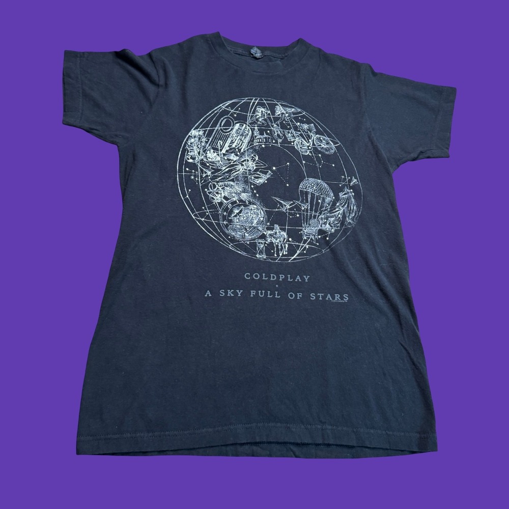Coldplay A Sky Full of Stars T Shirt Small Mens Black 2015 Band Music Graphic